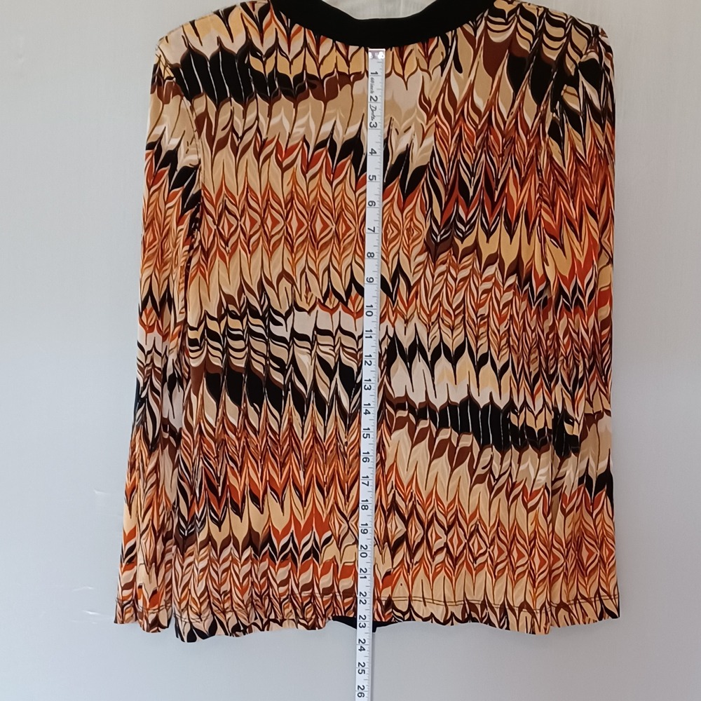 The Travel Collection Cardigan & Shell Set Orange Brwn Abstract Print Petite M/S - Picture 3 of 11